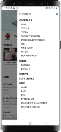 Mobile phone showing QuiQi categories